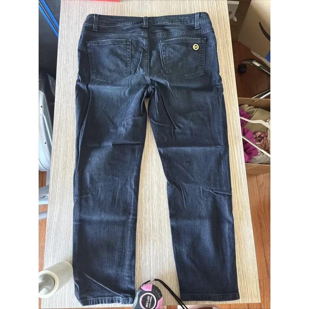 Michael Kors Y2K Izzy Cropped Skinny Jeans Women’s Size 12 Dark Wash Zip Pocket